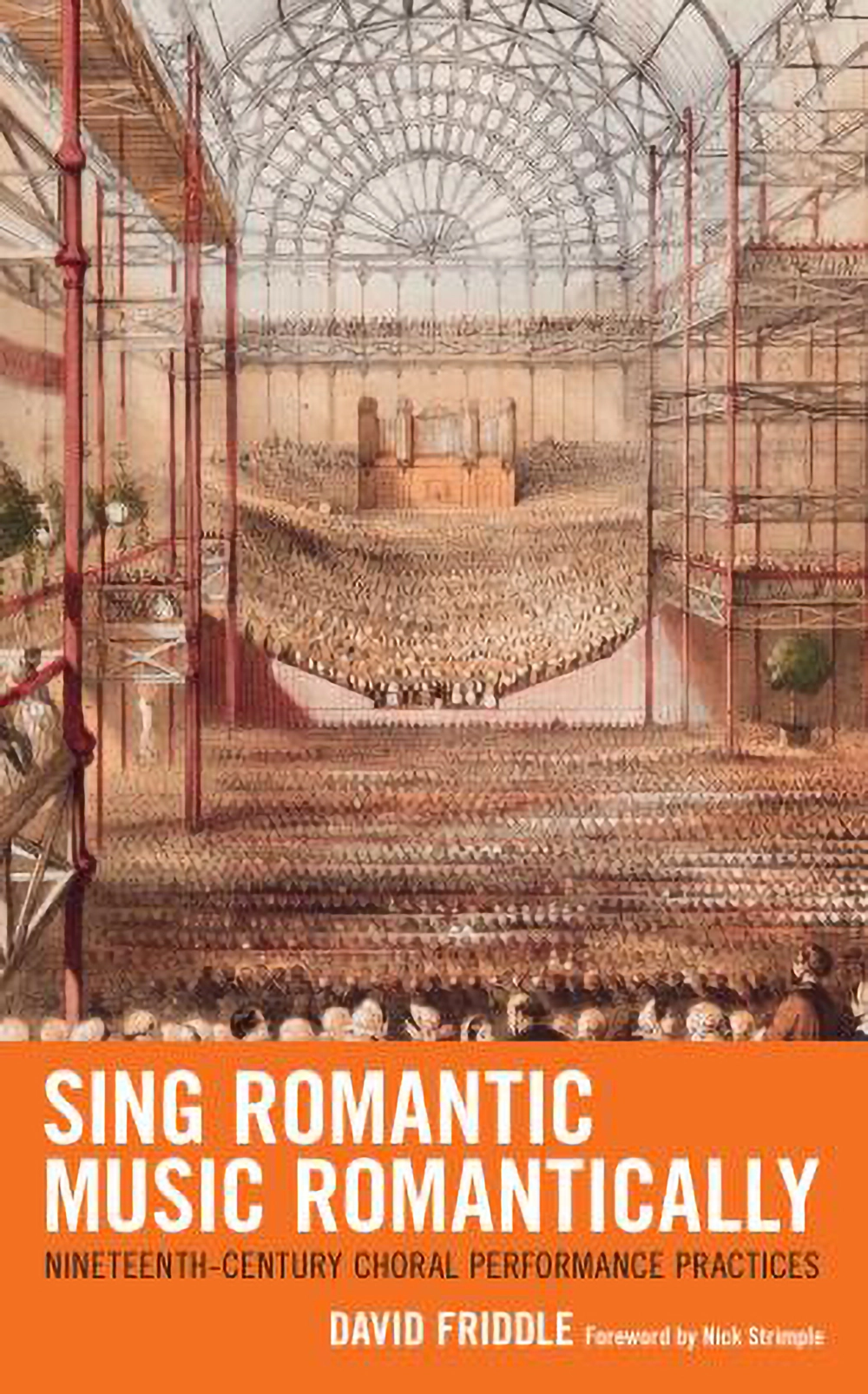 Album Cover "Sing Romantic Music Romantically." An artist pencil sketch of the Crystal Palace interior in the 1800's. The 200+ orchestra and choir flank a huge organ bay. An audience of uncountable rows is depicted in the foreground.